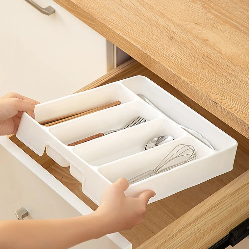 OQELVI kitchen drawer organizer with adjustable compartments for flatware