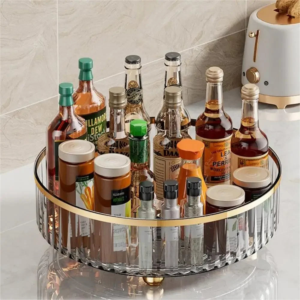 OQELVI 360-degree rotating Lazy Susan organizer for kitchen cabinet storage