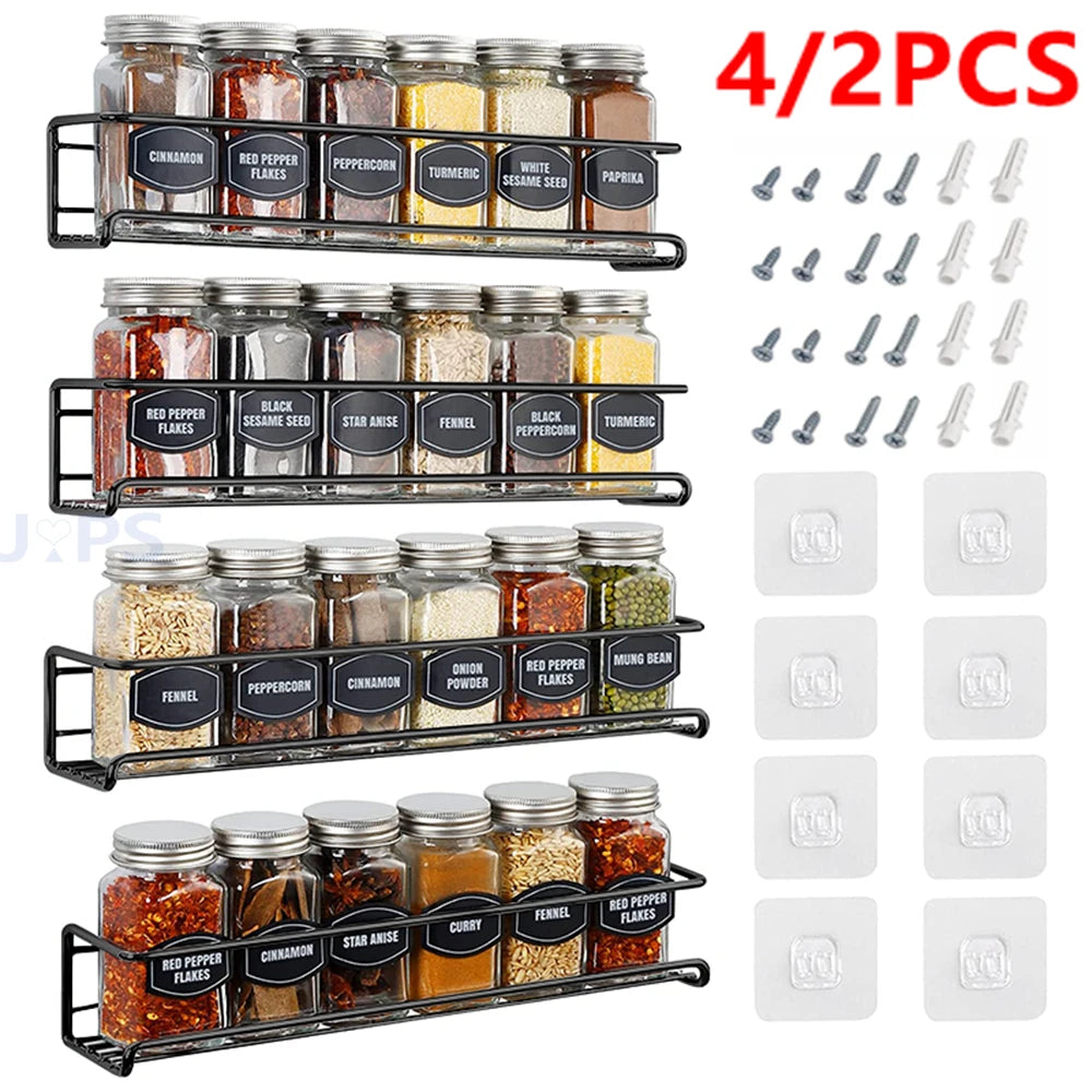 OQELVI 2-pack wall-mount spice rack organizer for kitchen storage