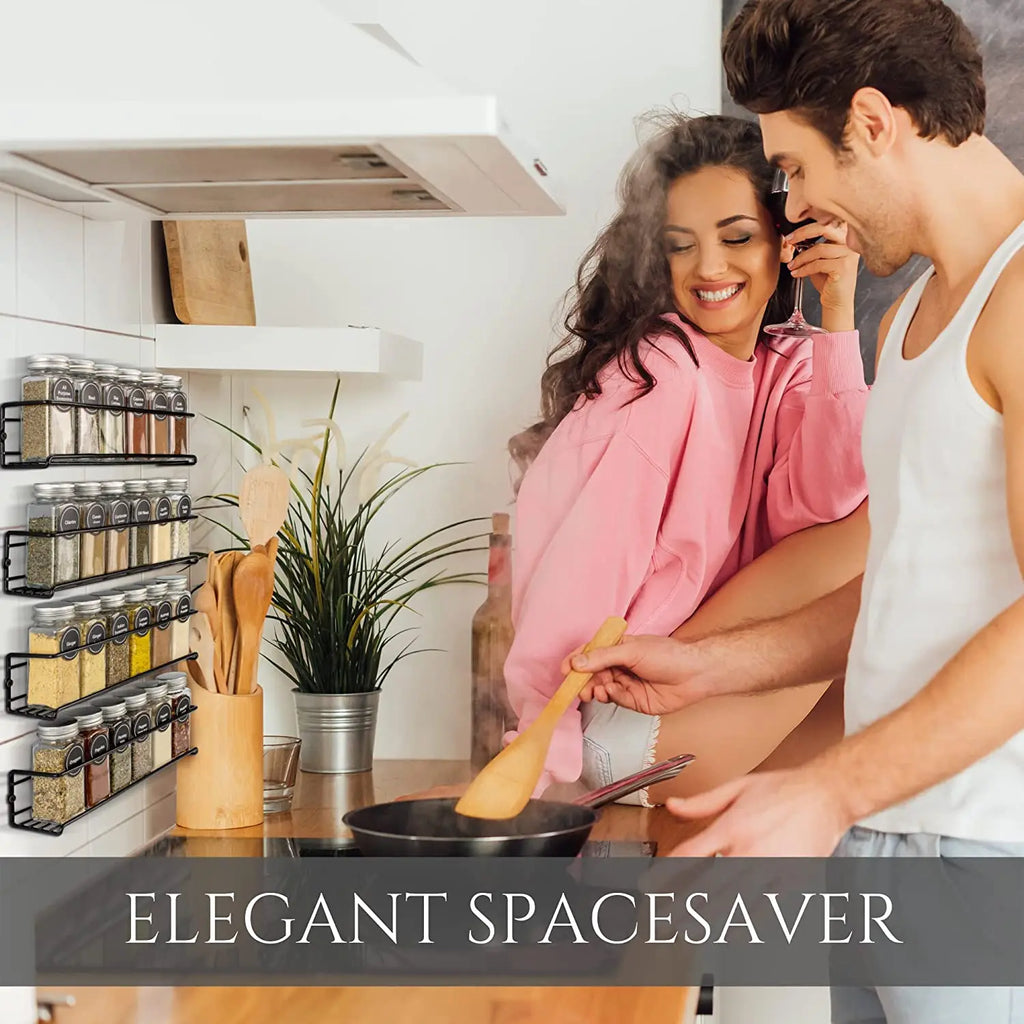 OQELVI metal spice rack organizer for kitchen cabinet or pantry storage