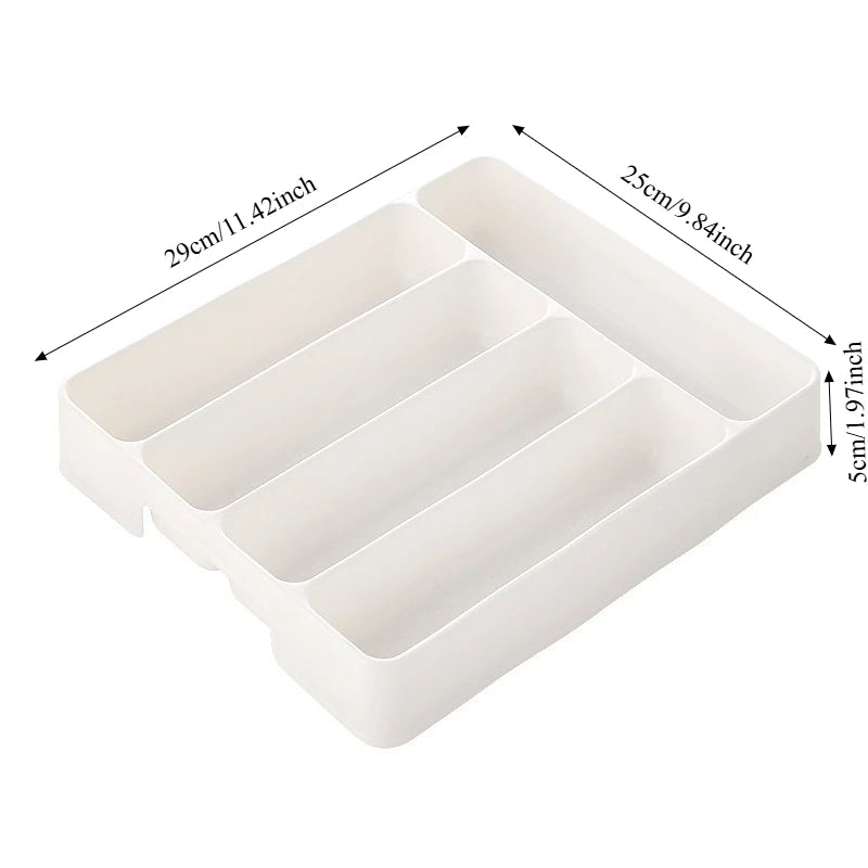 OQELVI polypropylene kitchen cutlery drawer organizer with adjustable sections